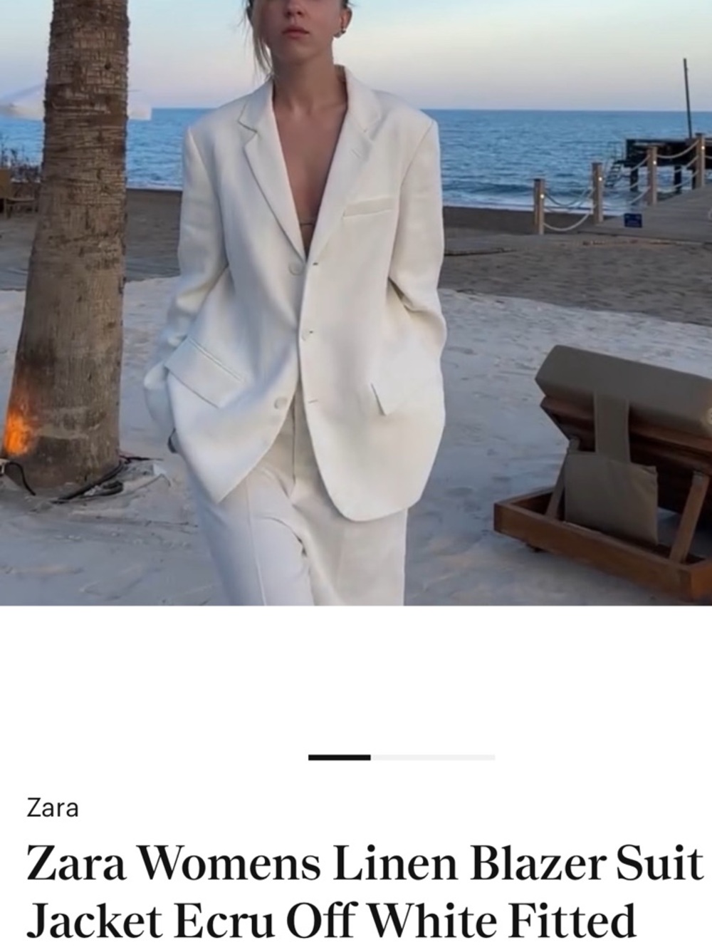 Zara Ecru Linen Blend Fitted Blazer Size XXL